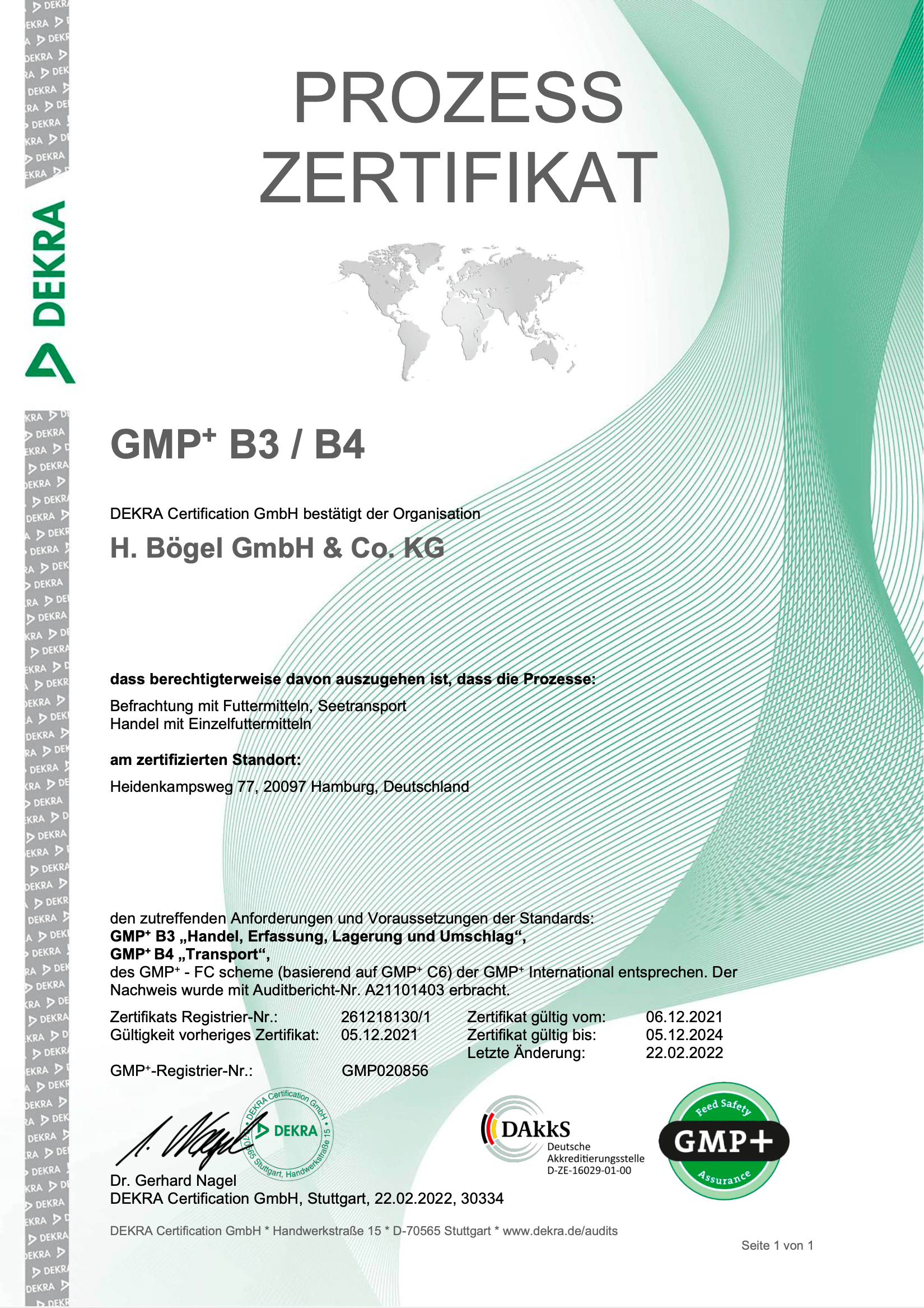 GMP+ 3 B3 Zertifikat